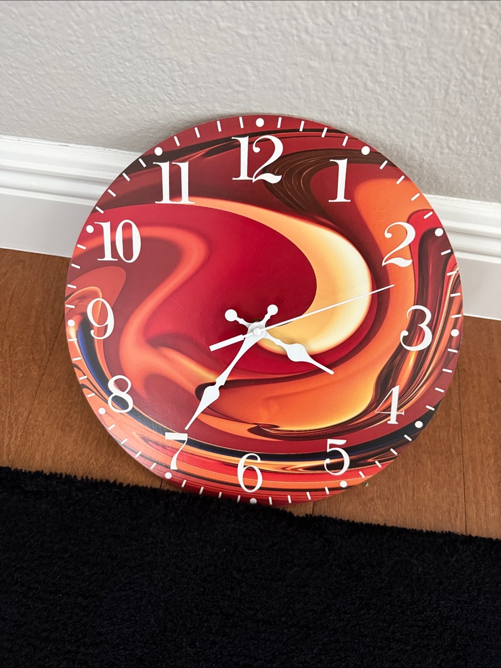 Modern Red and Orange Swirl Wall Clock - Unbranded